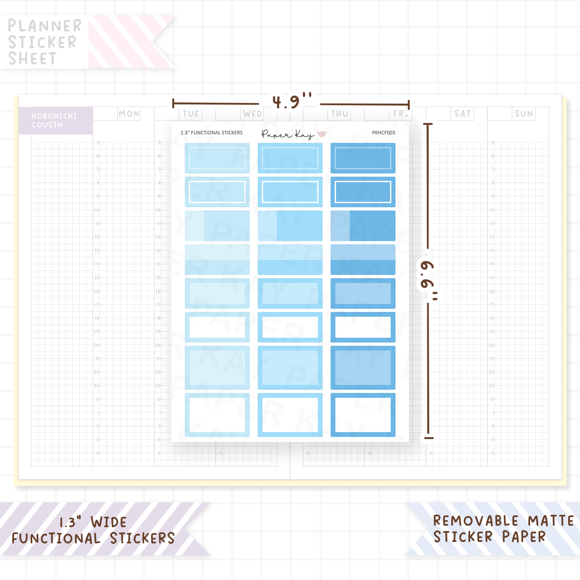 1.3" Wide Text Boxes - Square Cornered Functional Stickers
