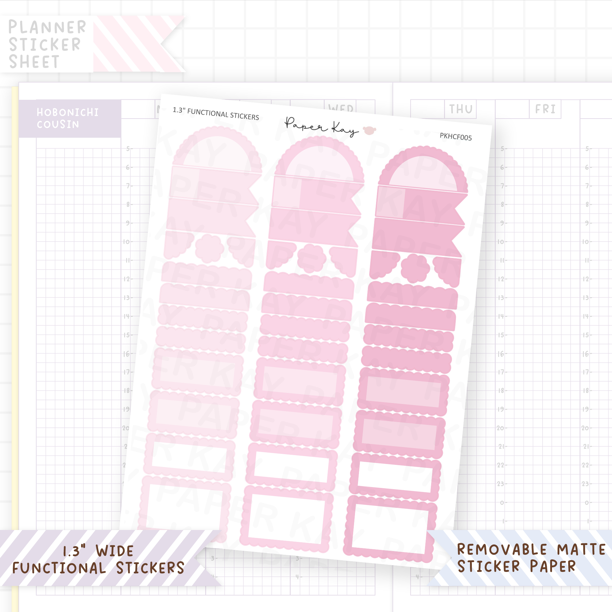 1.3" Wide Scalloped Text Boxes - Functional Stickers