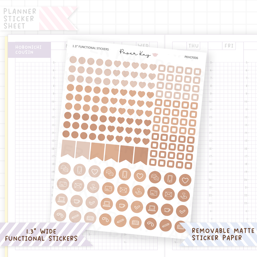 Hobonichi Cousin Tick Boxes and Icons - Functional Stickers