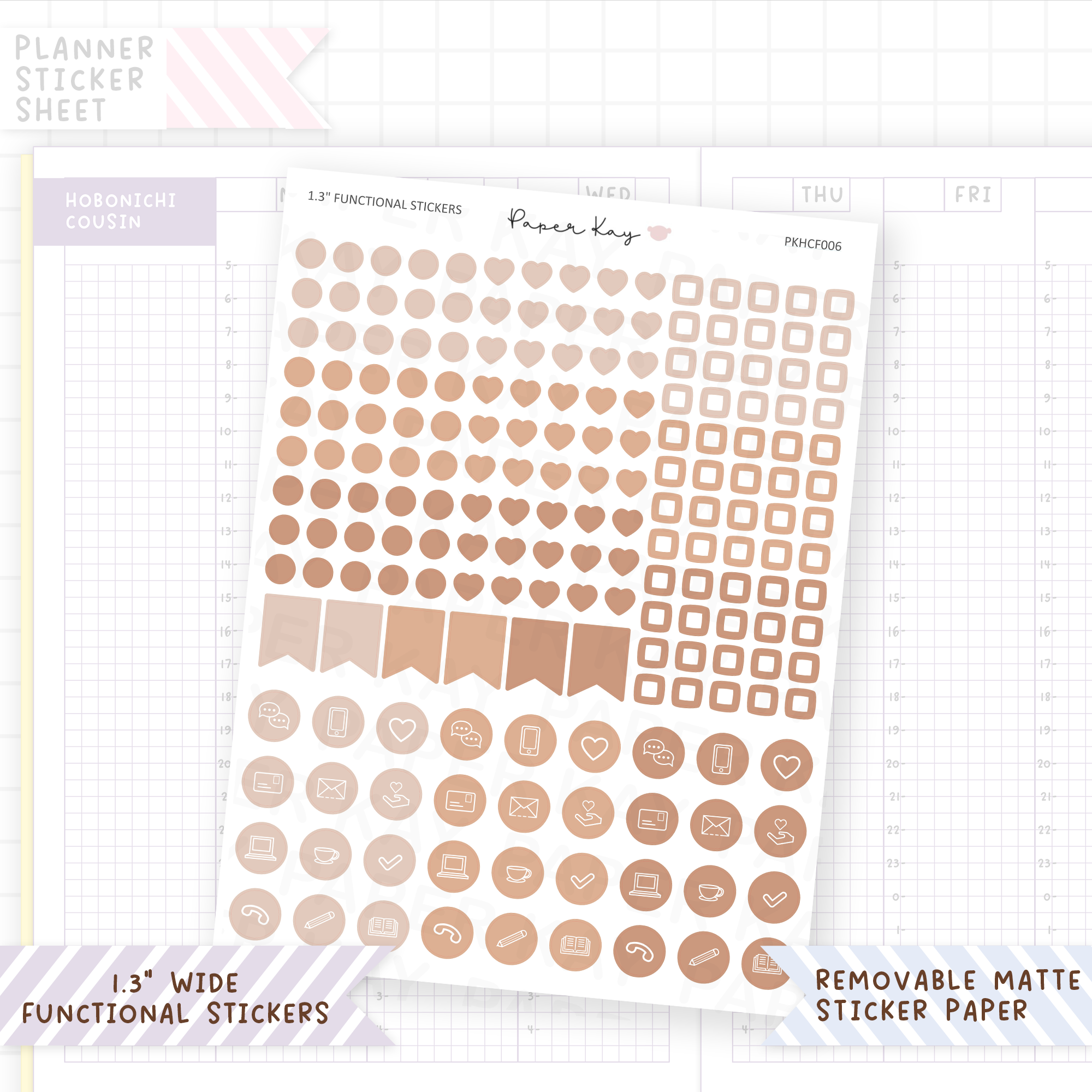 Hobonichi Cousin Tick Boxes and Icons - Functional Stickers