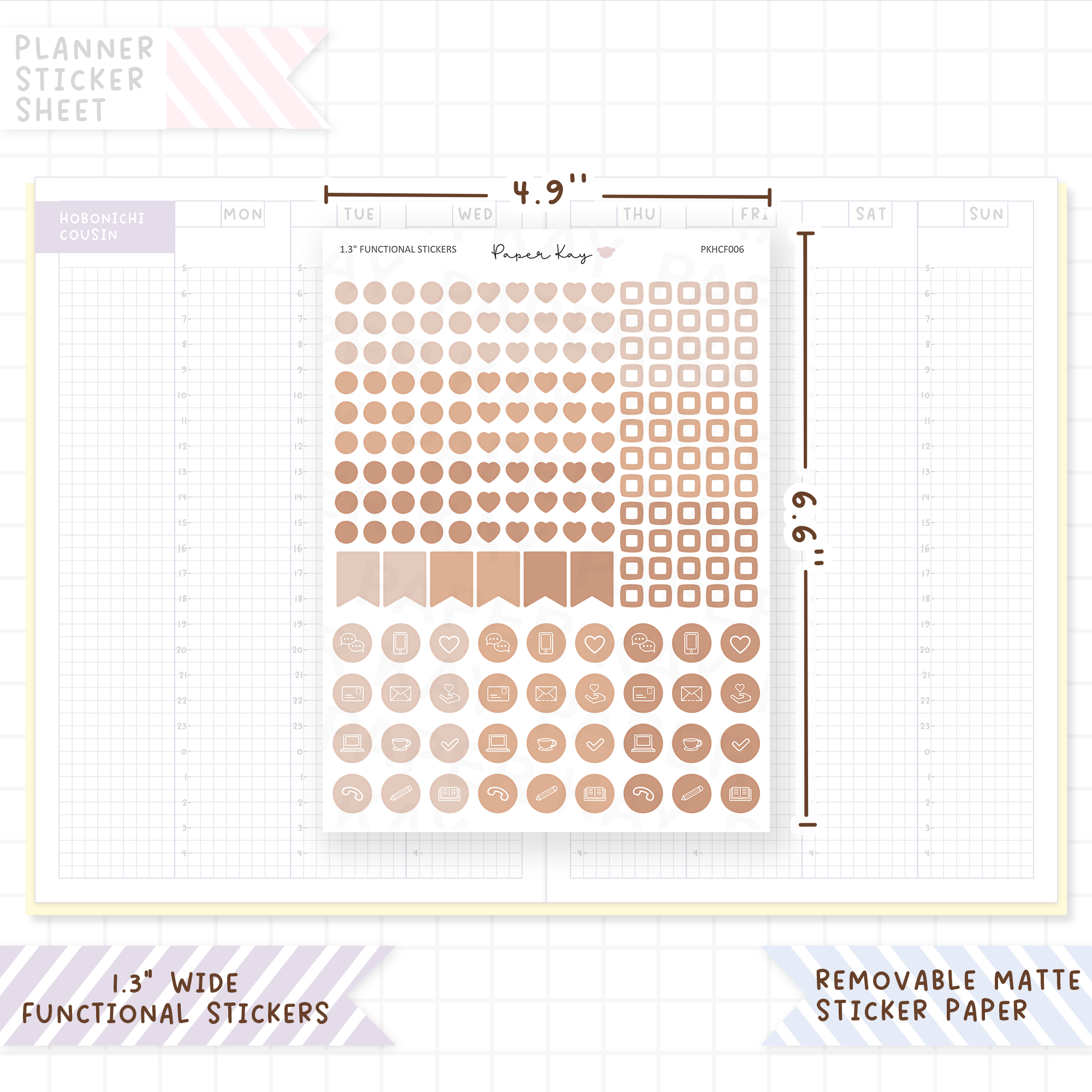 Hobonichi Cousin Tick Boxes and Icons - Functional Stickers
