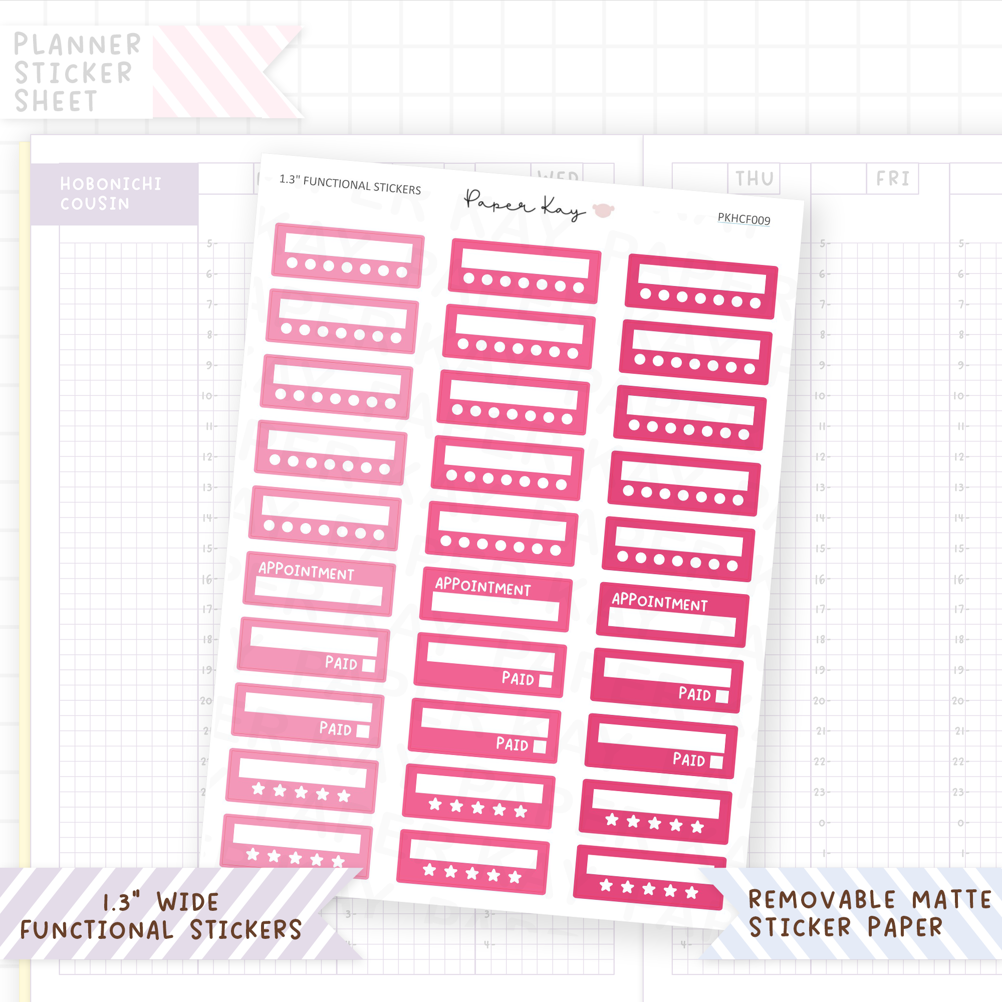 1.3" Wide Weekly Tracker Boxes - Functional Stickers