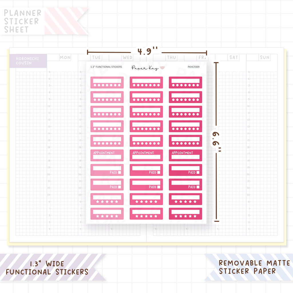 1.3" Wide Weekly Tracker Boxes - Functional Stickers