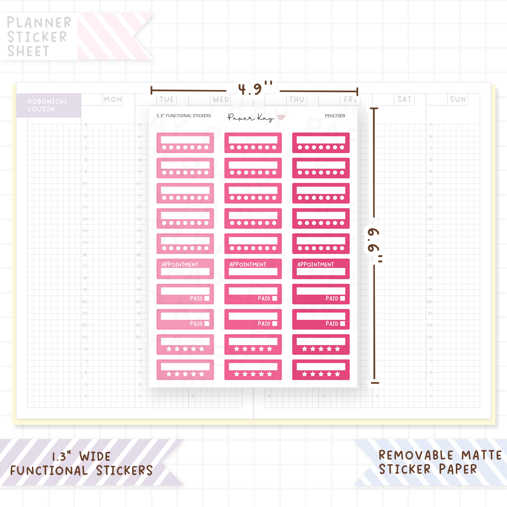 1.3" Wide Weekly Tracker Boxes - Functional Stickers
