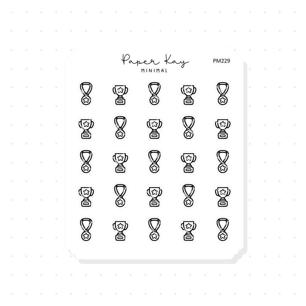 (PM229) Medal and trophies - Tiny Minimal Icon Stickers