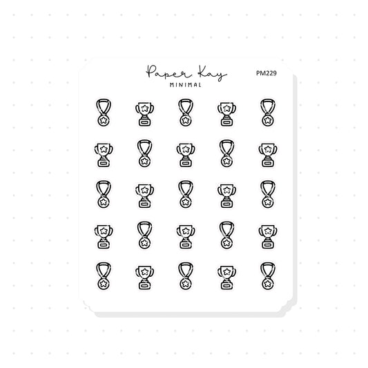 (PM229) Medal and trophies - Tiny Minimal Icon Stickers