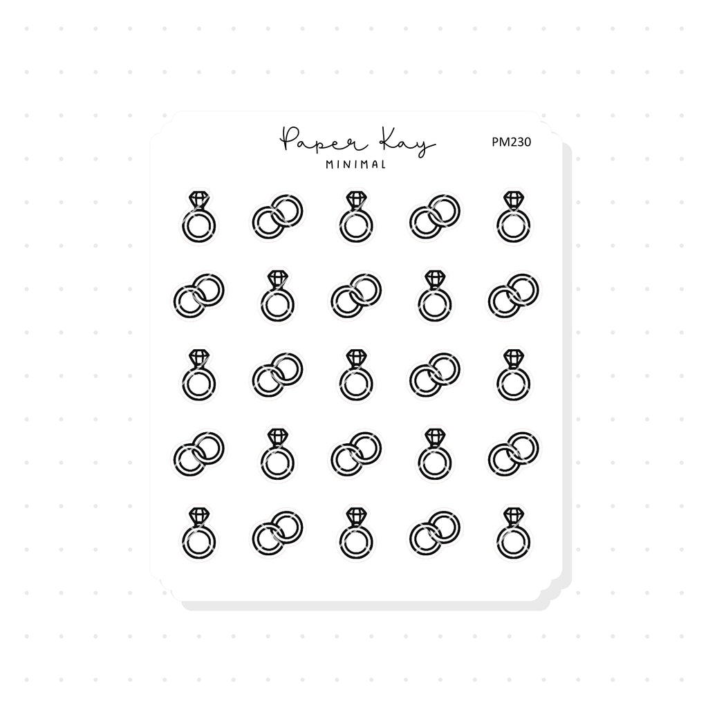 (PM230) Rings - Tiny Minimal Icon Stickers