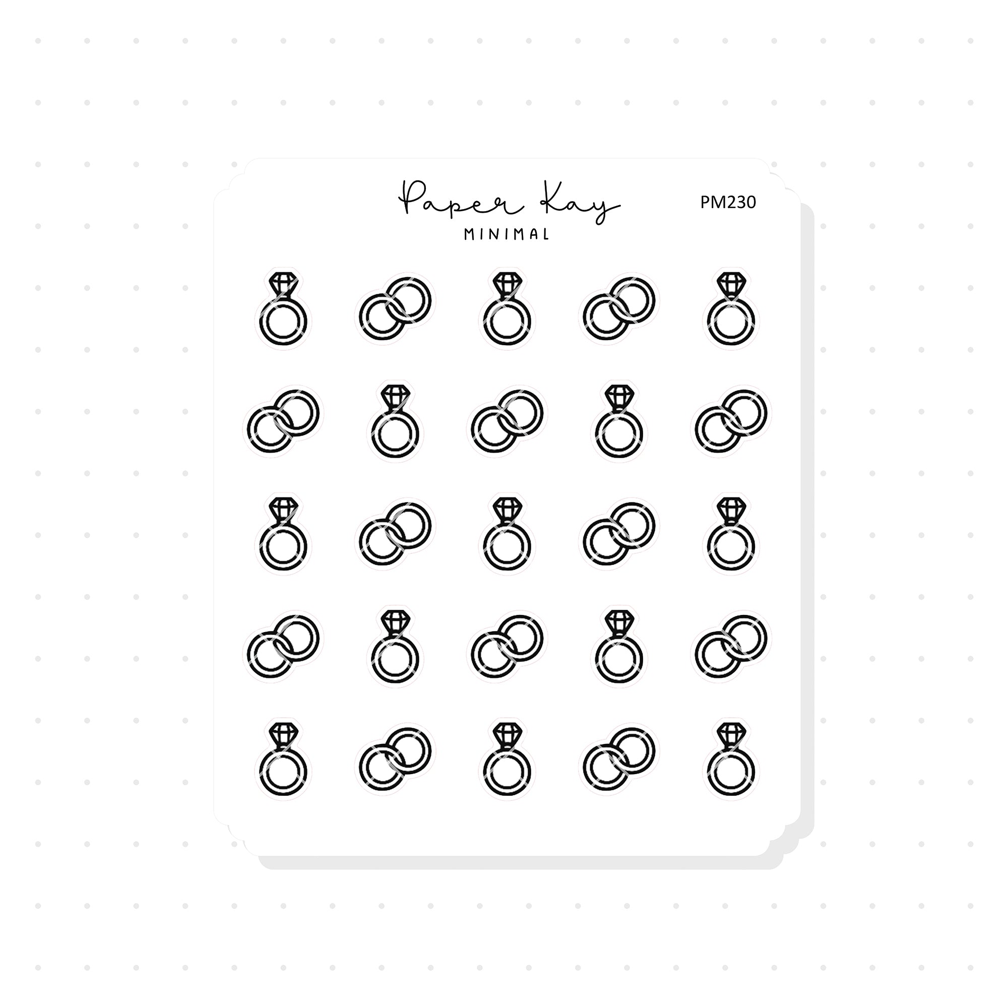 (PM230) Rings - Tiny Minimal Icon Stickers