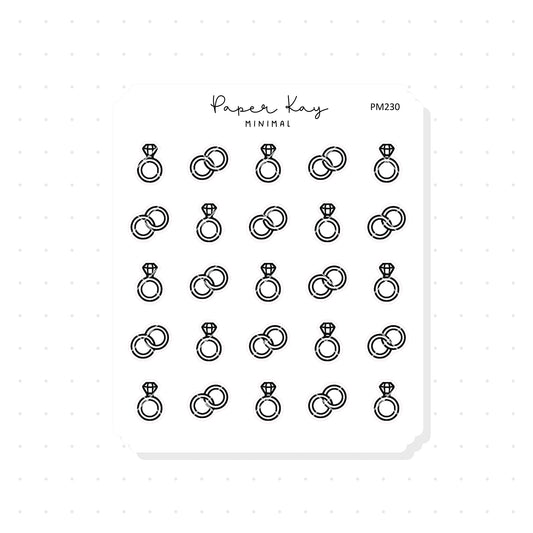 (PM230) Rings - Tiny Minimal Icon Stickers