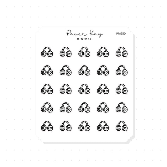 (PM250) Headphones - Tiny Minimal Icon Stickers