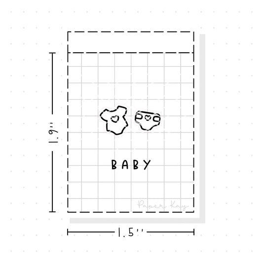 (PM255) Babygrow and Nappy - Tiny Minimal Icon Stickers