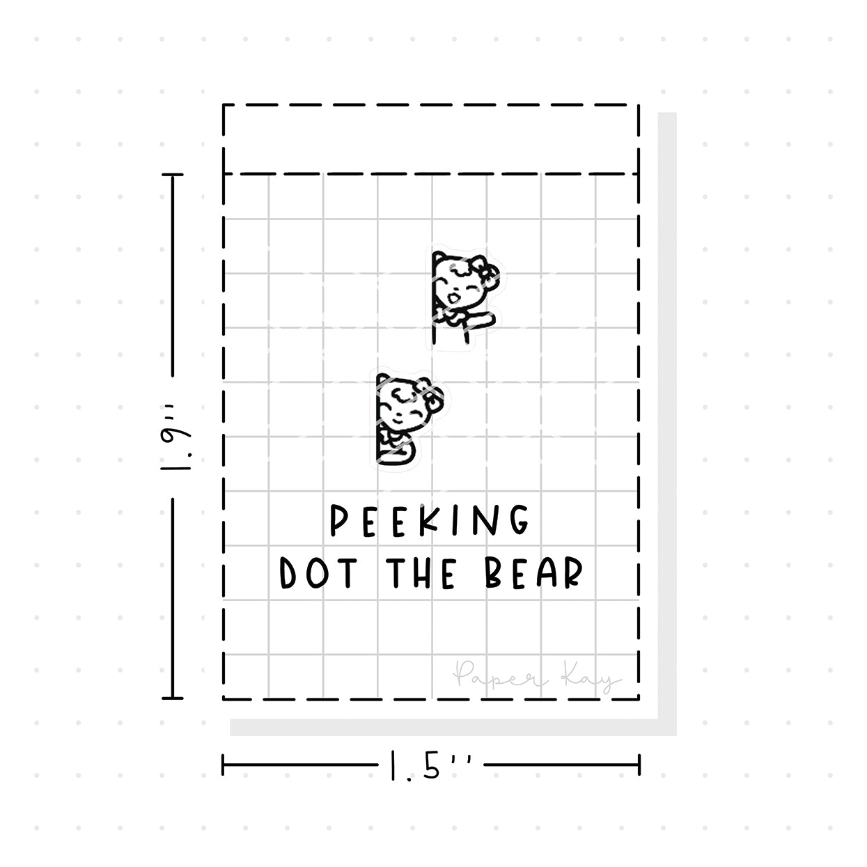 (PM256) Peeking Dot the Bear - Tiny Minimal Icon Stickers