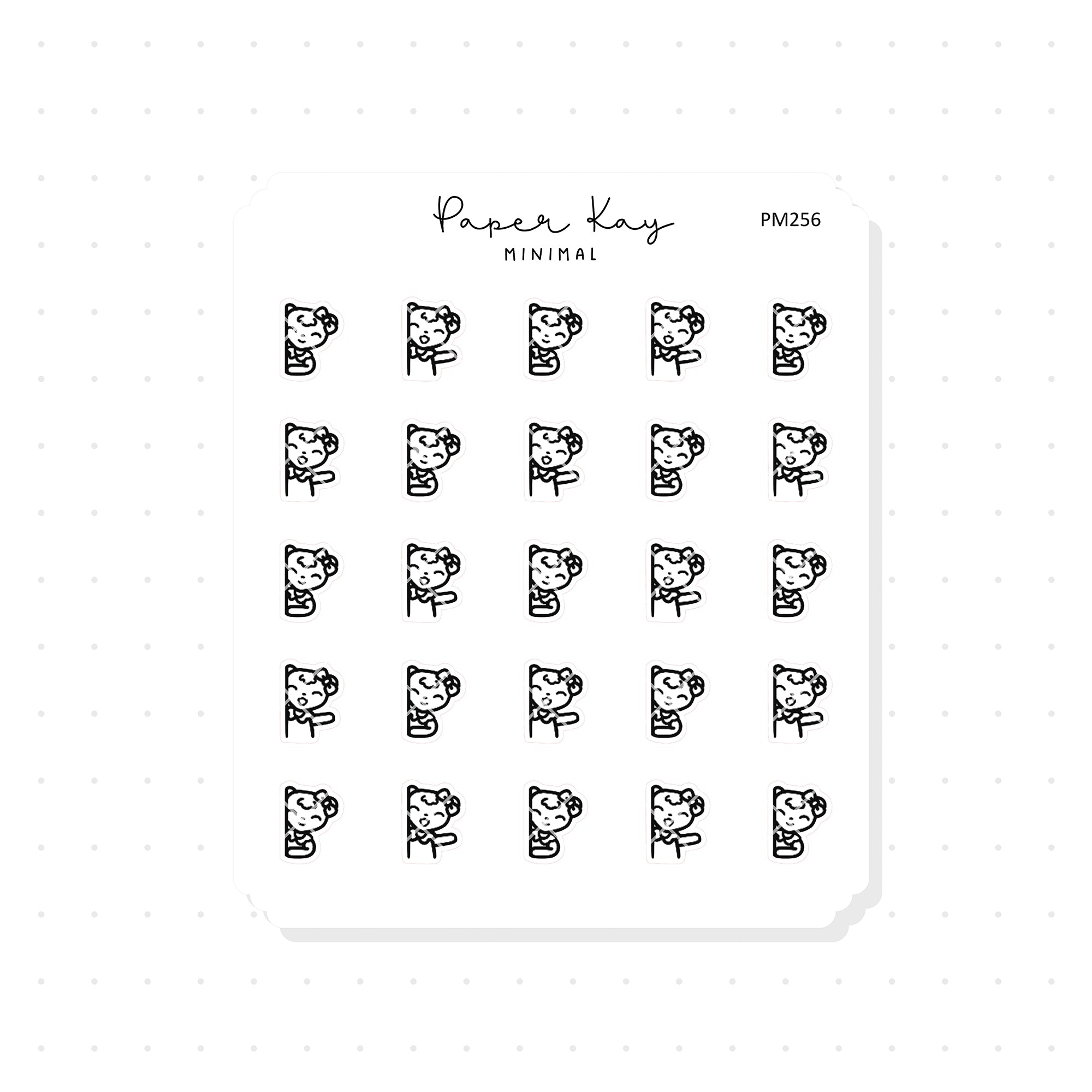 (PM256) Peeking Dot the Bear - Tiny Minimal Icon Stickers
