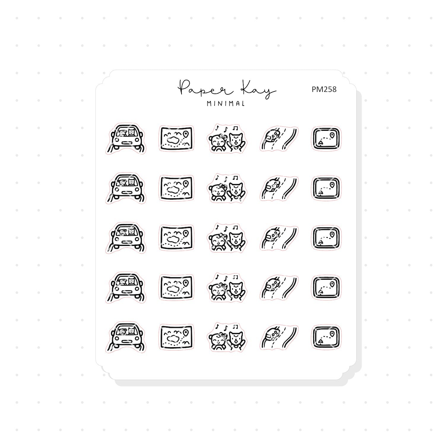 (PM258) Road Trip - Tiny Minimal Icon Stickers