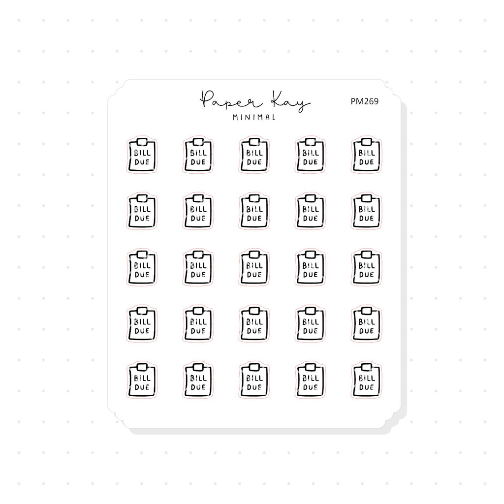 (PM269) Bill Due - Tiny Minimal Icon Stickers