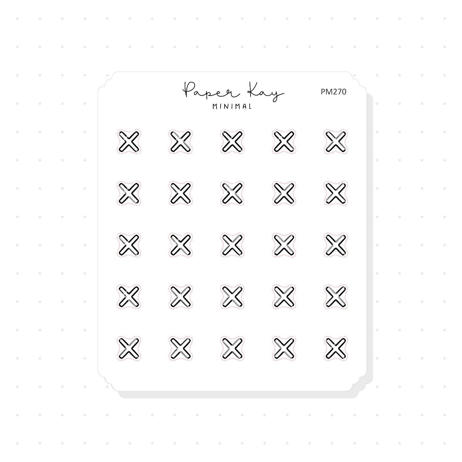 (PM270) Cross/Cancel - Tiny Minimal Icon Stickers