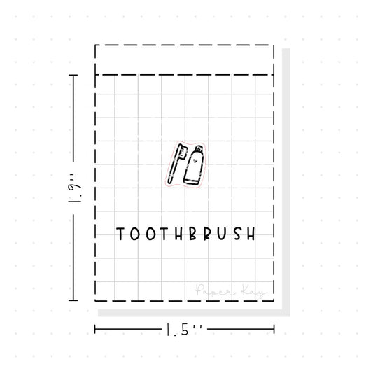 (PM275) Toothbrush and Toothpaste - Tiny Minimal Icon Stickers