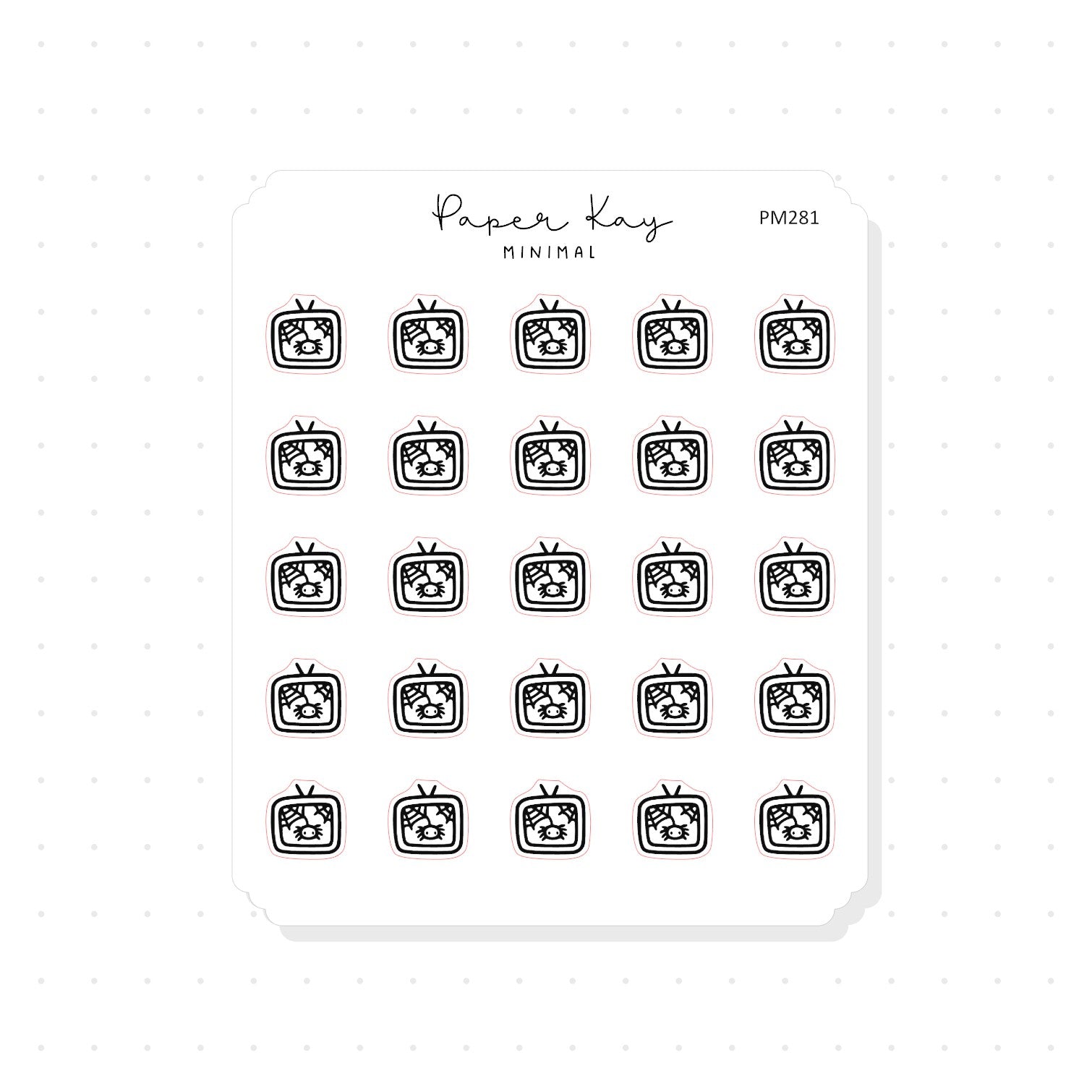 (PM281) Spooky TV - Tiny Minimal Icon Stickers