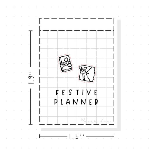 (PM283) Festive Planner - Tiny Minimal Icon Stickers