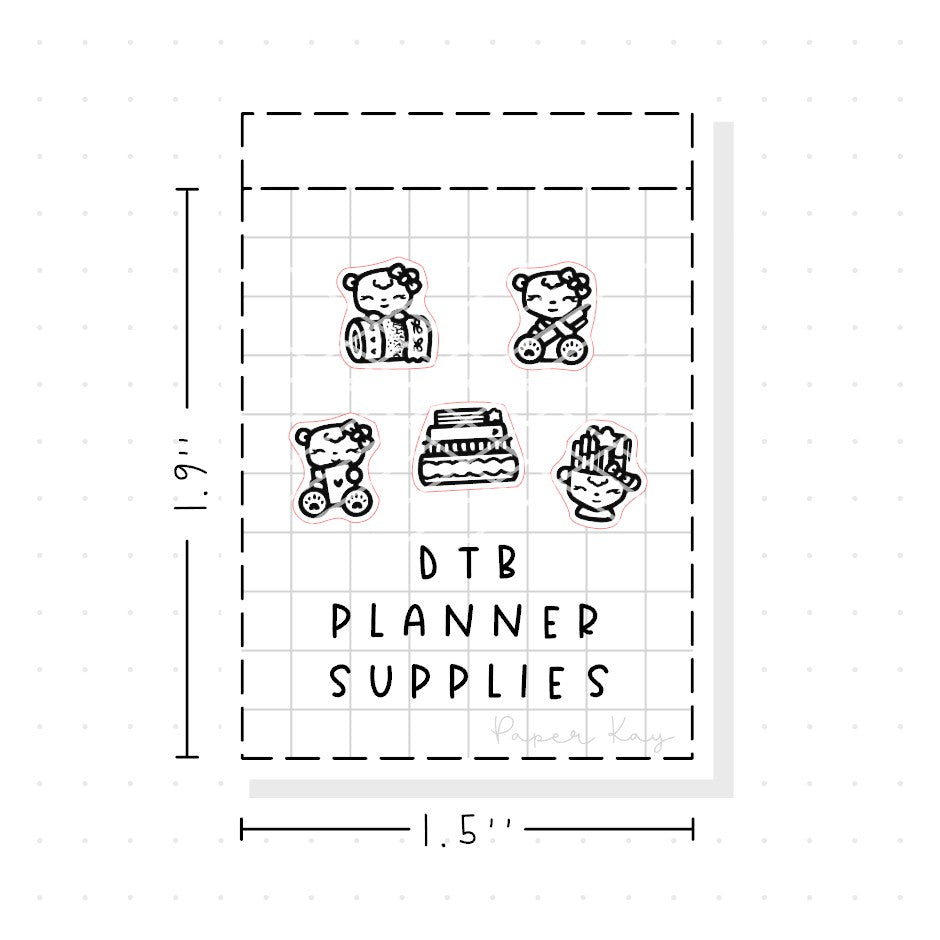 (PM285) Dot the Bear Planner Supplies - Tiny Minimal Icon Stickers