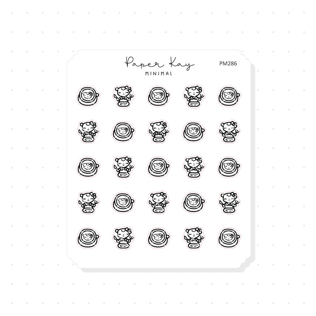 (PM286) Dot the Bear Meal Time - Tiny Minimal Icon Stickers
