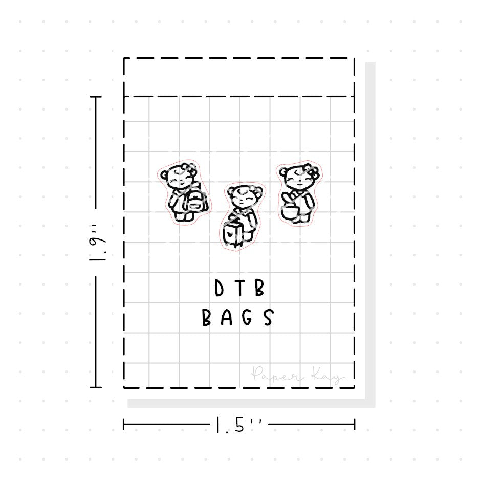 (PM290) Dot the Bear Bags - Tiny Minimal Icon Stickers