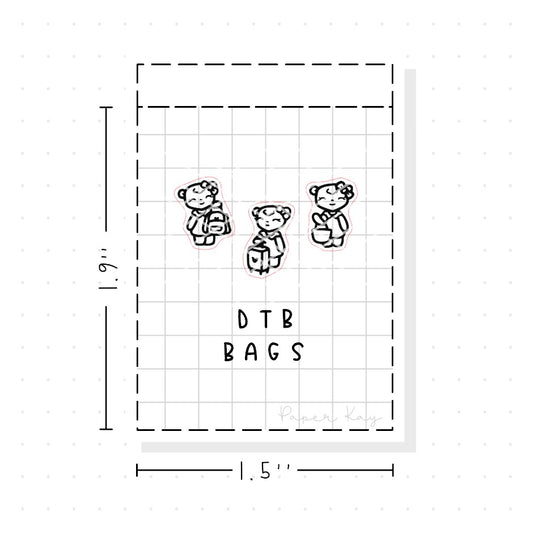 (PM290) Dot the Bear Bags - Tiny Minimal Icon Stickers