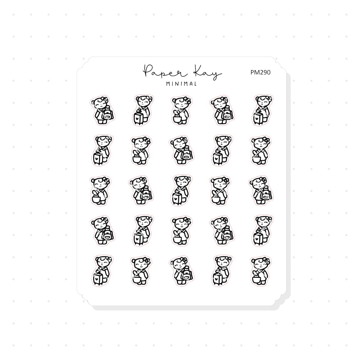 (PM290) Dot the Bear Bags - Tiny Minimal Icon Stickers
