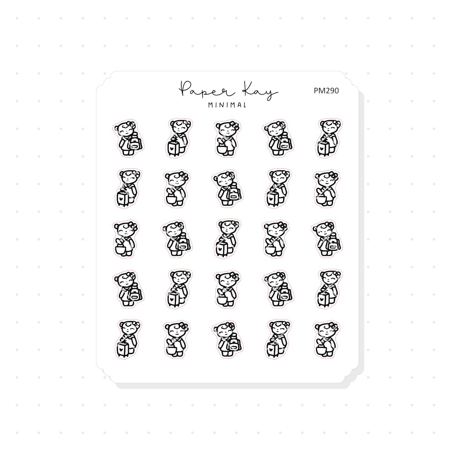 (PM290) Dot the Bear Bags - Tiny Minimal Icon Stickers