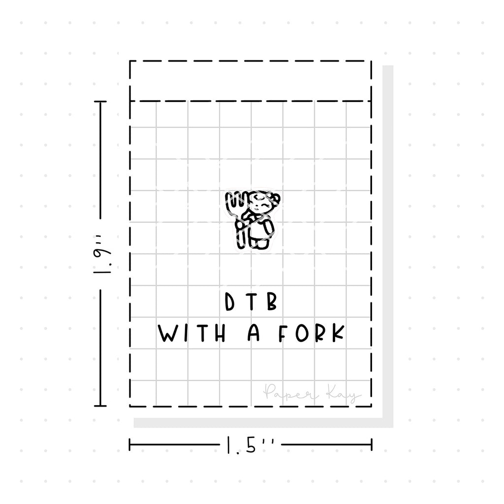 (PM292) Dot the Bear with a Fork - Tiny Minimal Icon Stickers