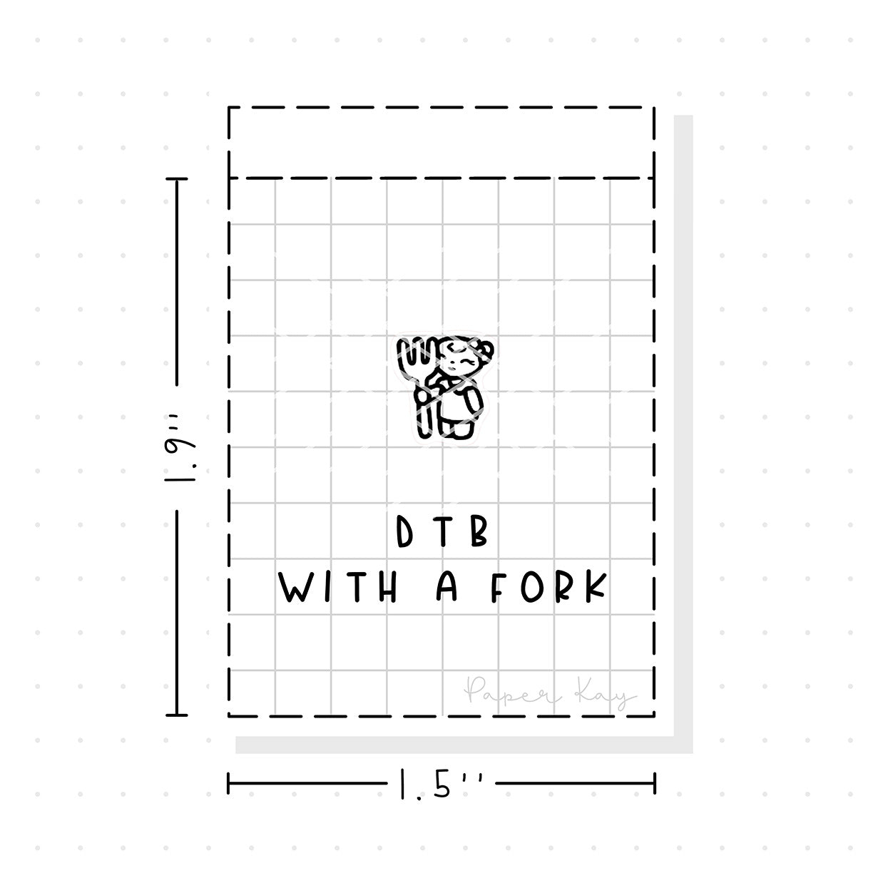 (PM292) Dot the Bear with a Fork - Tiny Minimal Icon Stickers