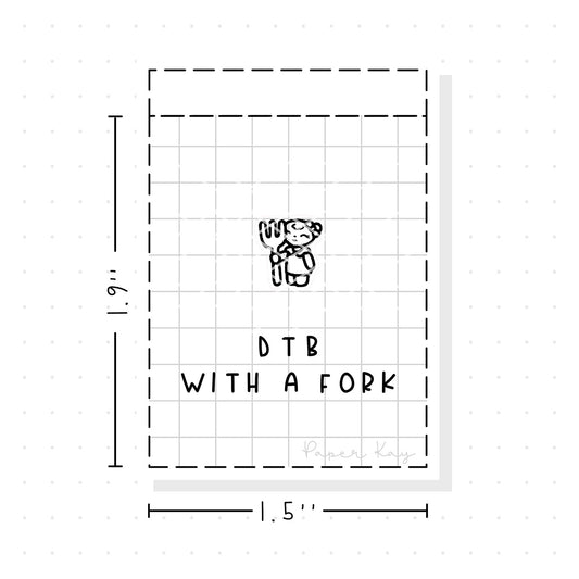 (PM292) Dot the Bear with a Fork - Tiny Minimal Icon Stickers