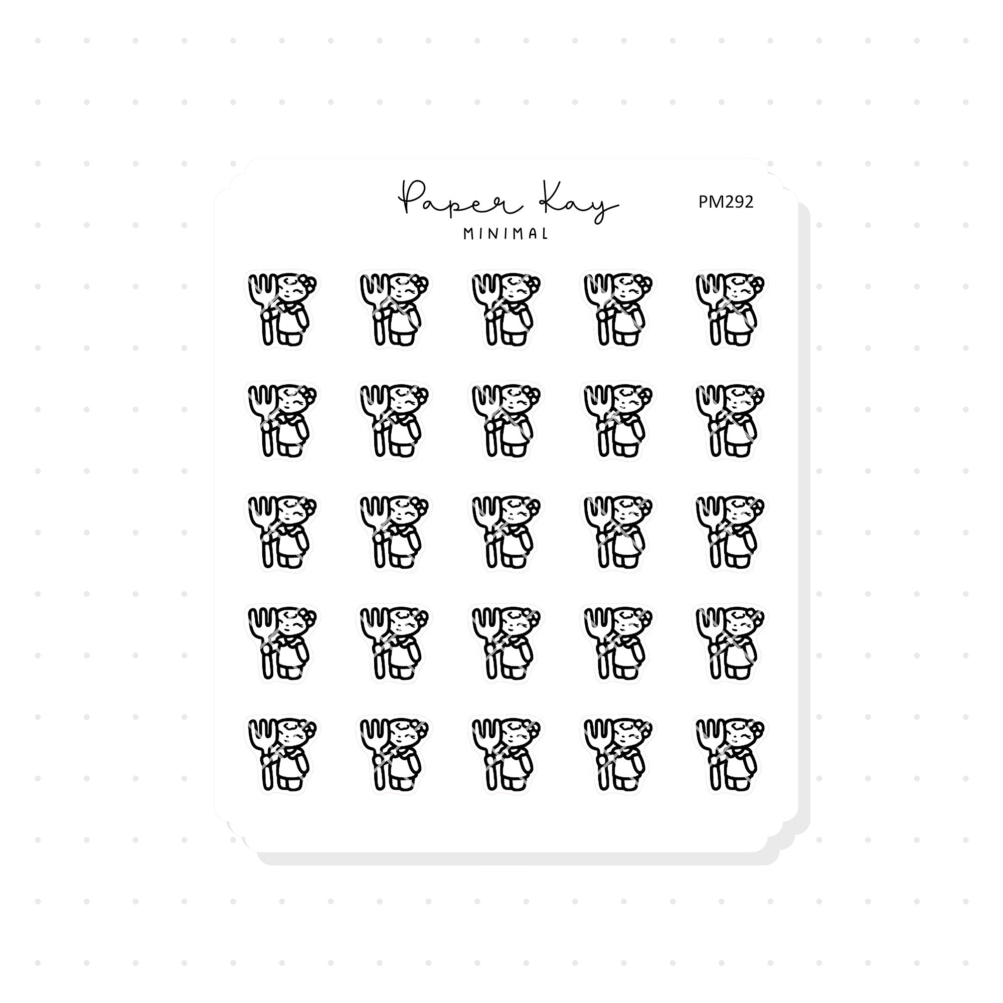 (PM292) Dot the Bear with a Fork - Tiny Minimal Icon Stickers