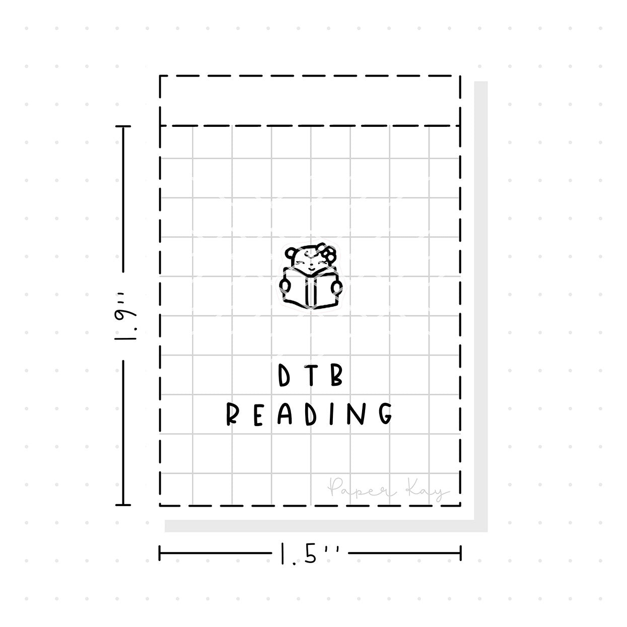 (PM293) Dot the Bear Reading - Tiny Minimal Icon Stickers