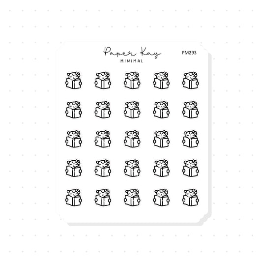 (PM293) Dot the Bear Reading - Tiny Minimal Icon Stickers