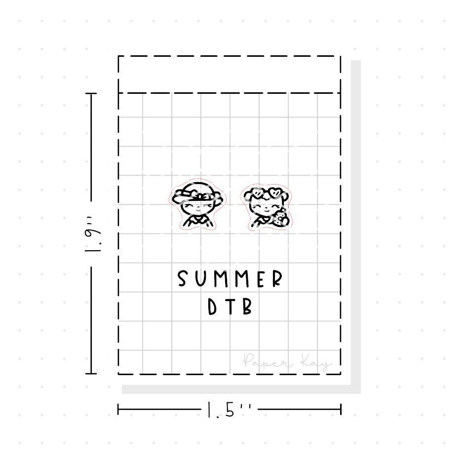 (PM310) Summer Dot the Bear - Tiny Minimal Icon Stickers