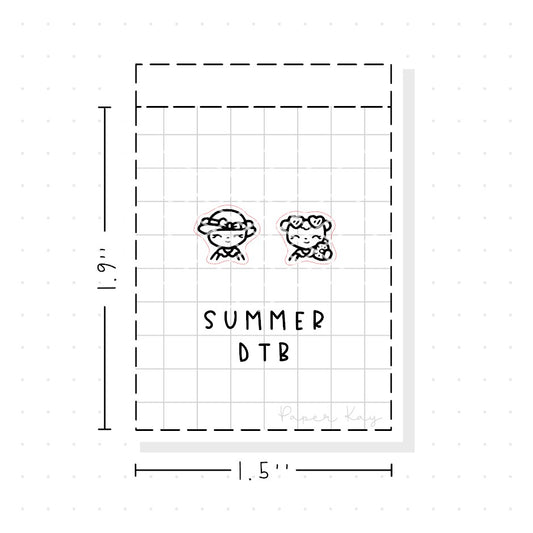 (PM310) Summer Dot the Bear - Tiny Minimal Icon Stickers