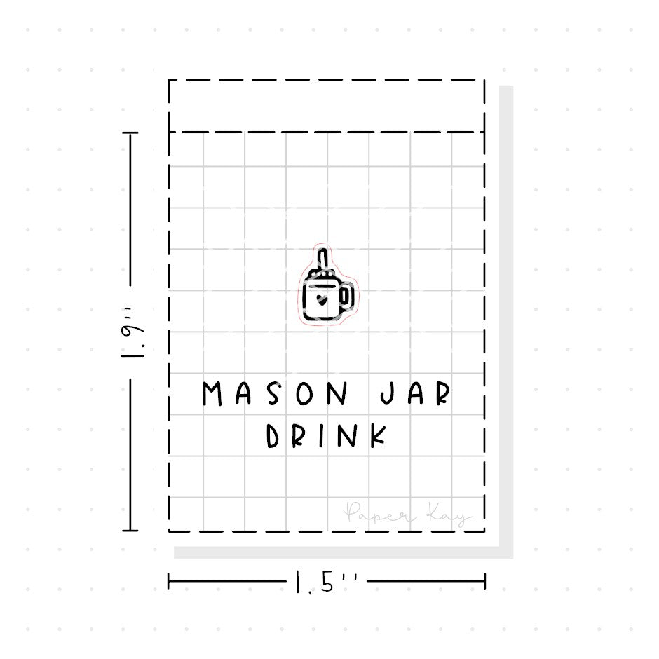 (PM312) Mason Jar Drink - Tiny Minimal Icon Stickers