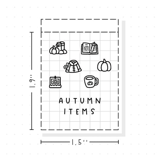 (PM333) Autumn Items - Tiny Minimal Icon Stickers