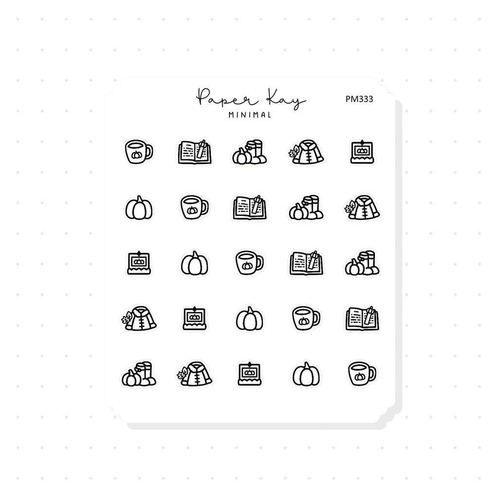 (PM333) Autumn Items - Tiny Minimal Icon Stickers