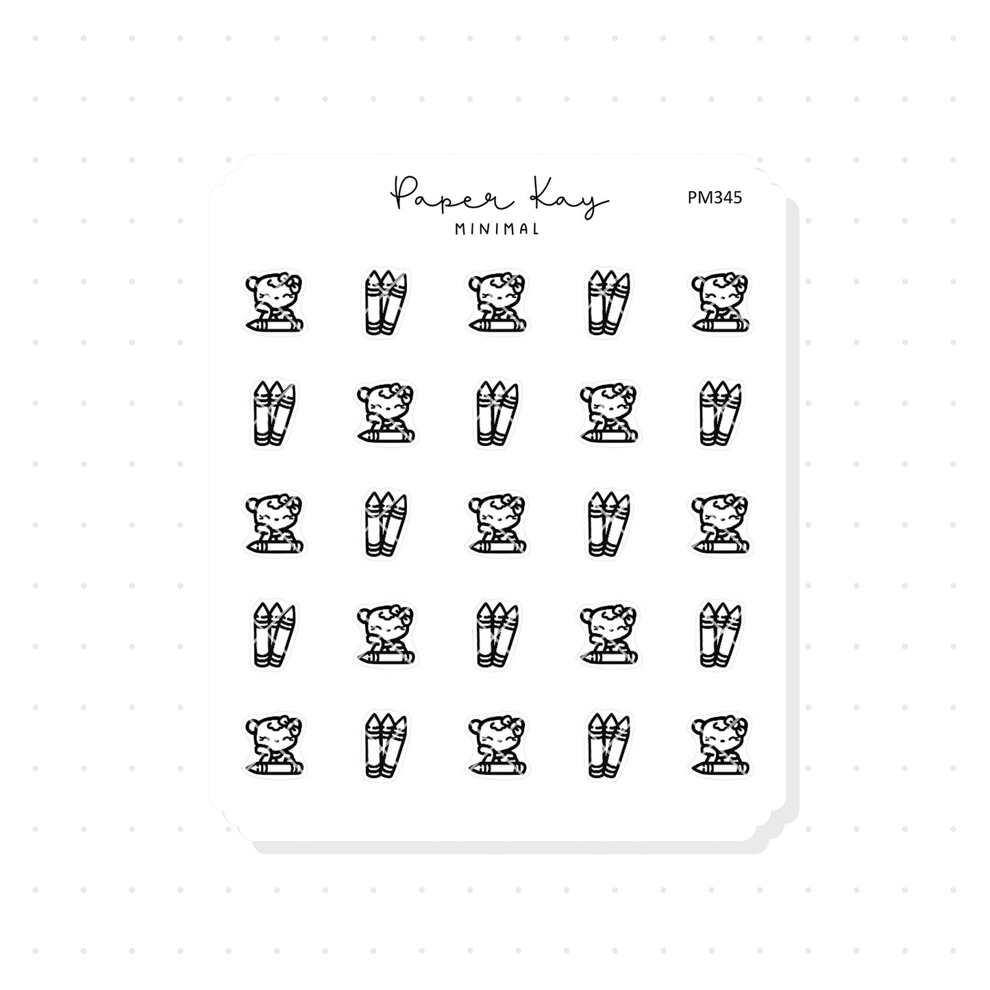 (PM345) Crayons - Tiny Minimal Icon Stickers