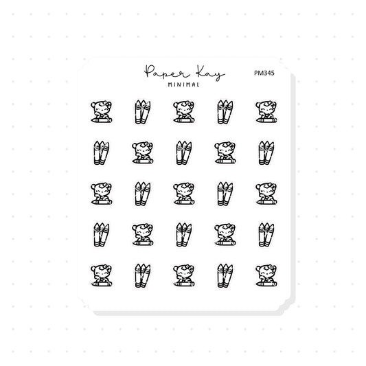 (PM345) Crayons - Tiny Minimal Icon Stickers