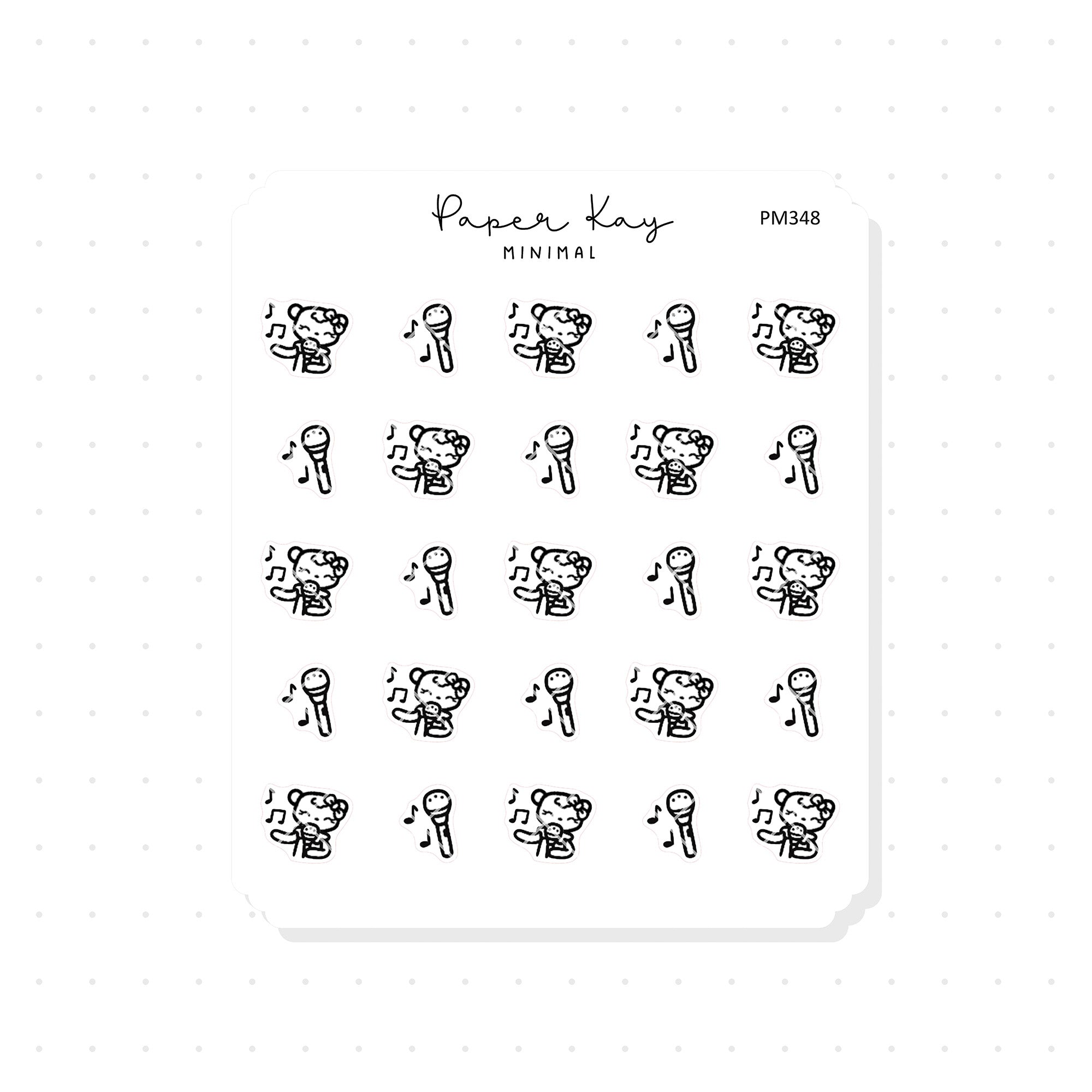 (PM348) Karaoke - Tiny Minimal Icon Stickers