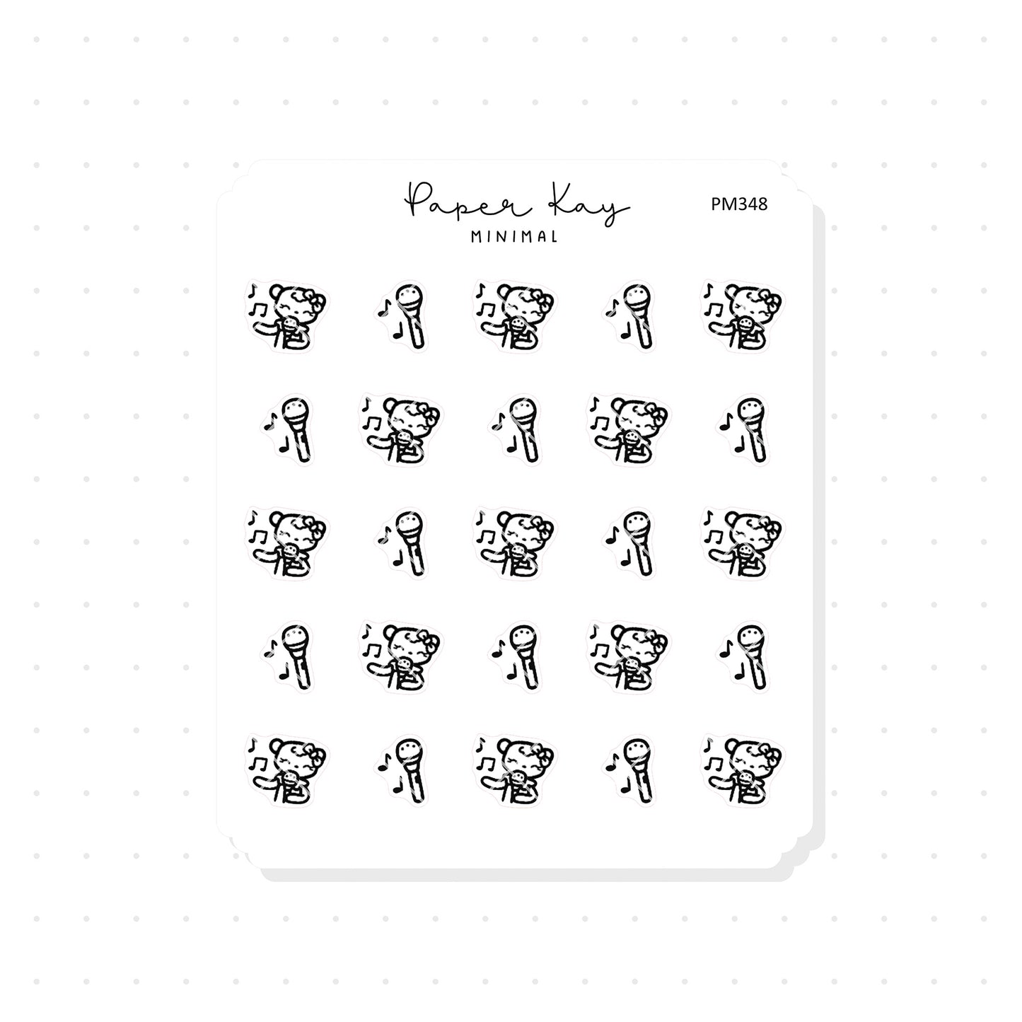 (PM348) Karaoke - Tiny Minimal Icon Stickers