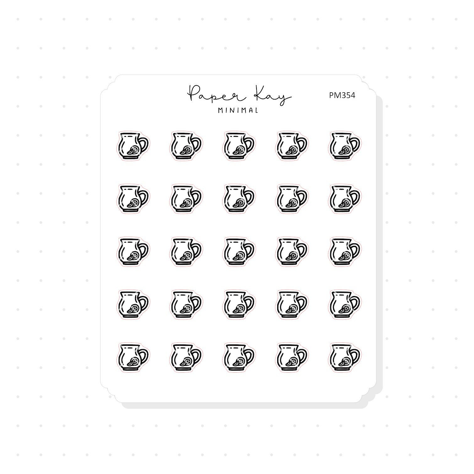 (PM354) Drink Pitcher/Jug - Tiny Minimal Icon Stickers