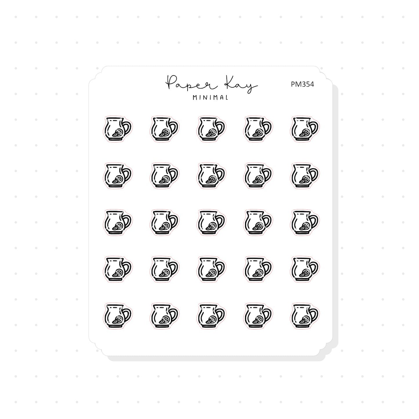 (PM354) Drink Pitcher/Jug - Tiny Minimal Icon Stickers