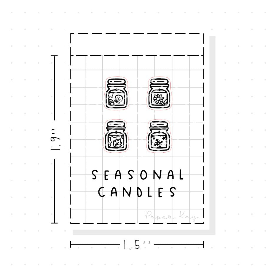 (PM355) Seasonal Candles - Tiny Minimal Icon Stickers