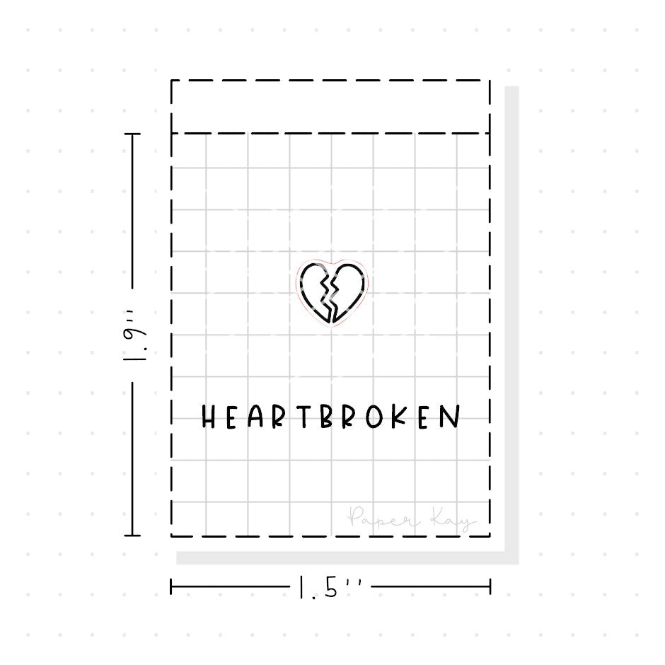 (PM358) Heartbroken - Tiny Minimal Icon Stickers