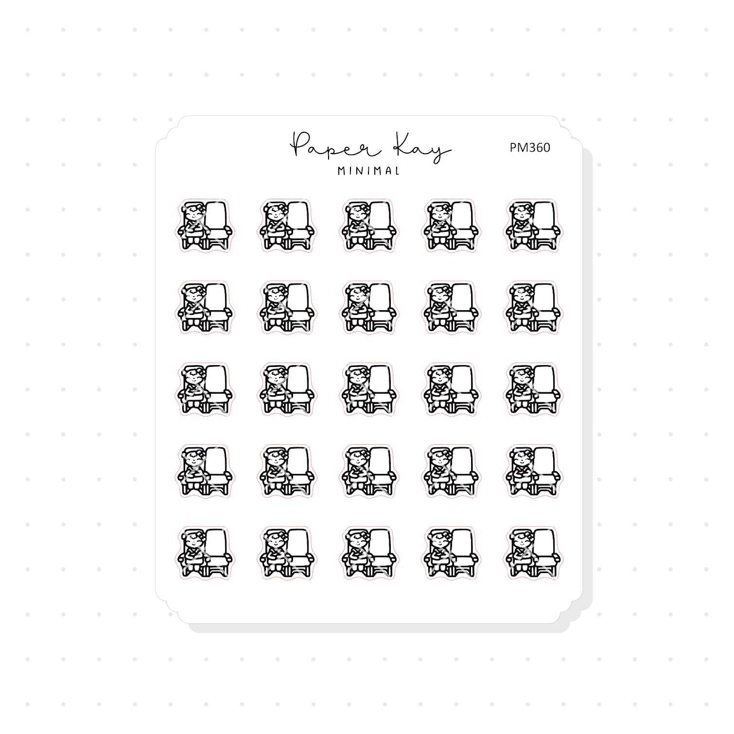 (PM360) Plane/Train Seat, Waiting Room - Tiny Minimal Icon Stickers