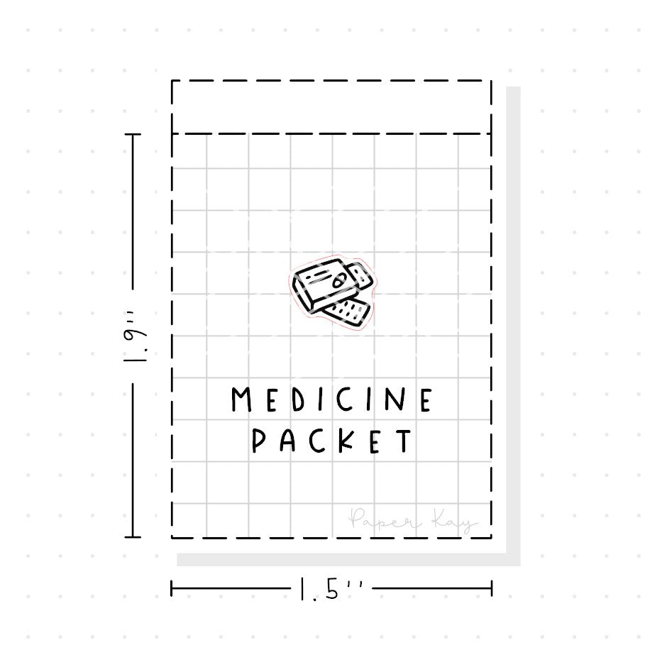 (PM366) Medicine Packet - Tiny Minimal Icon Stickers